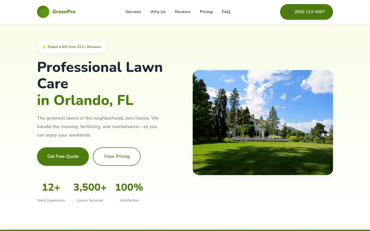 Lawn Care Template — Lawn & Landscaping website screenshot