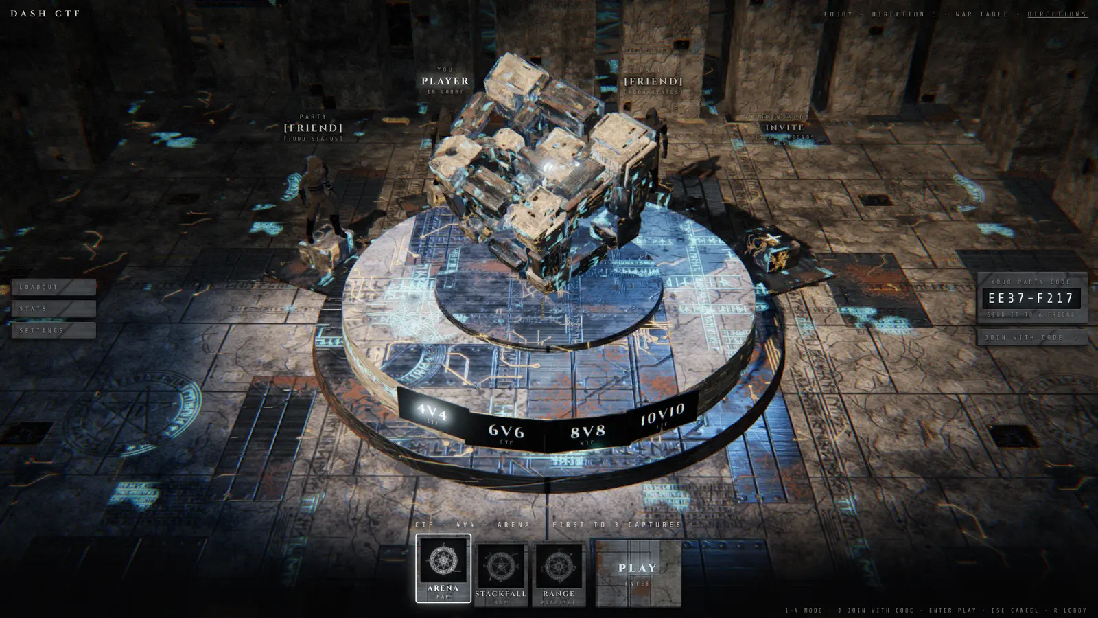 Lobby ring with the team size options